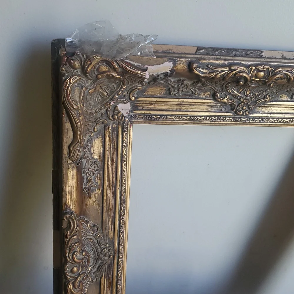 VTG Solid Wood Baroque Ornate Gold Gilt Picture Frame